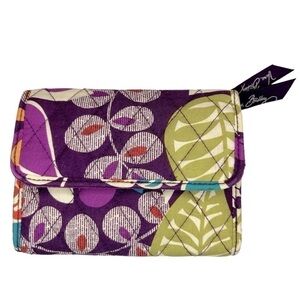 Vera Bradley Euro Wallet Plum Crazy Purple/Green/Orange EUC-RETIRED